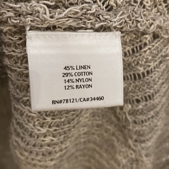 Eileen Fisher Asymmetrical V Neck layering Sweater Fishnet Linen Blend Size S - Picture 9 of 12